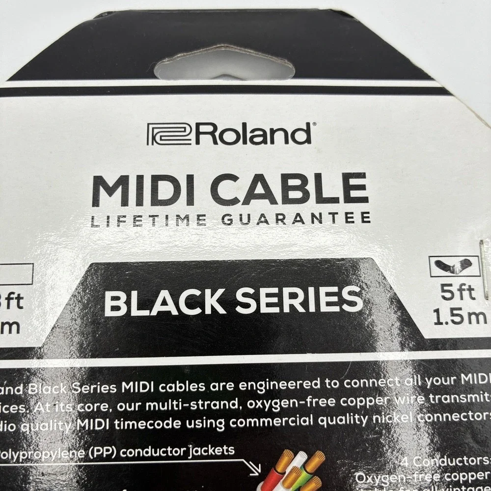 Roland Black Series MIDI Cable 5ft 1.5m RMIDI-B5 New Professional Audio